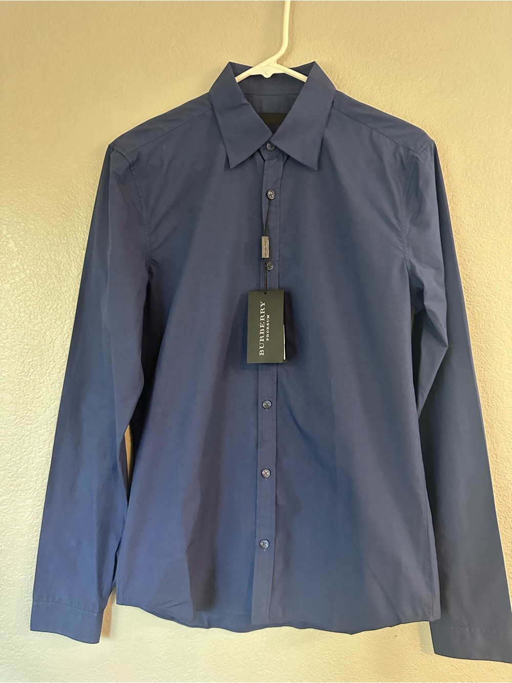 Burberry Prorsum Men's Slim Navy Button-Up Dress Shirt